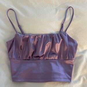 H&M Purple Satin crop top size small.